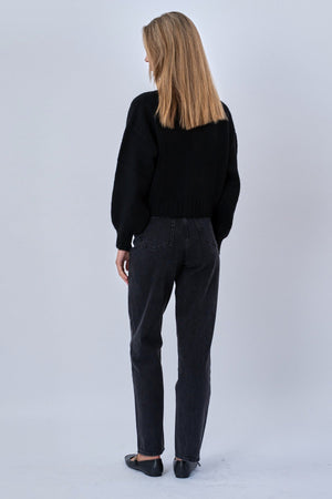 V-Neck Cardigan - Svart