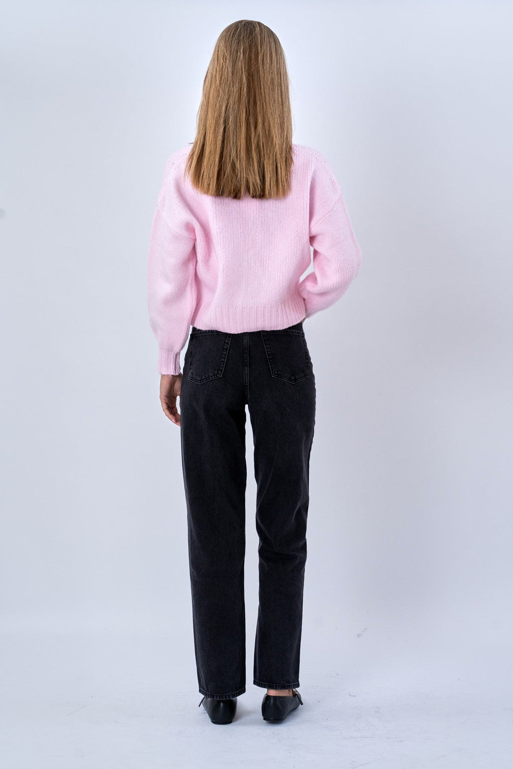 V-ringad Cardigan - Rosa