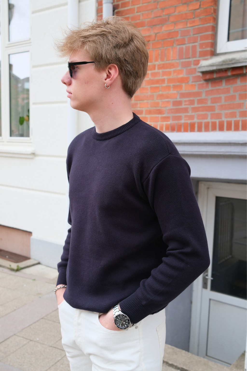 Crewneck Knit Sweater - Mörk Navy