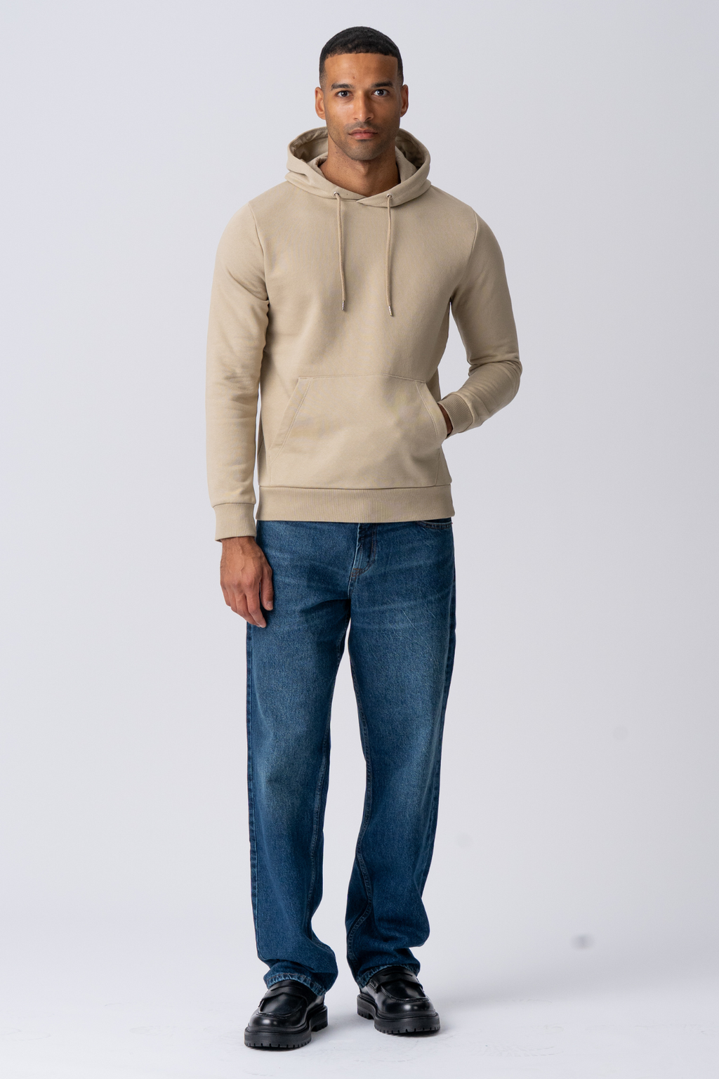 Basic Hoodie Sweat - Mörk Beige