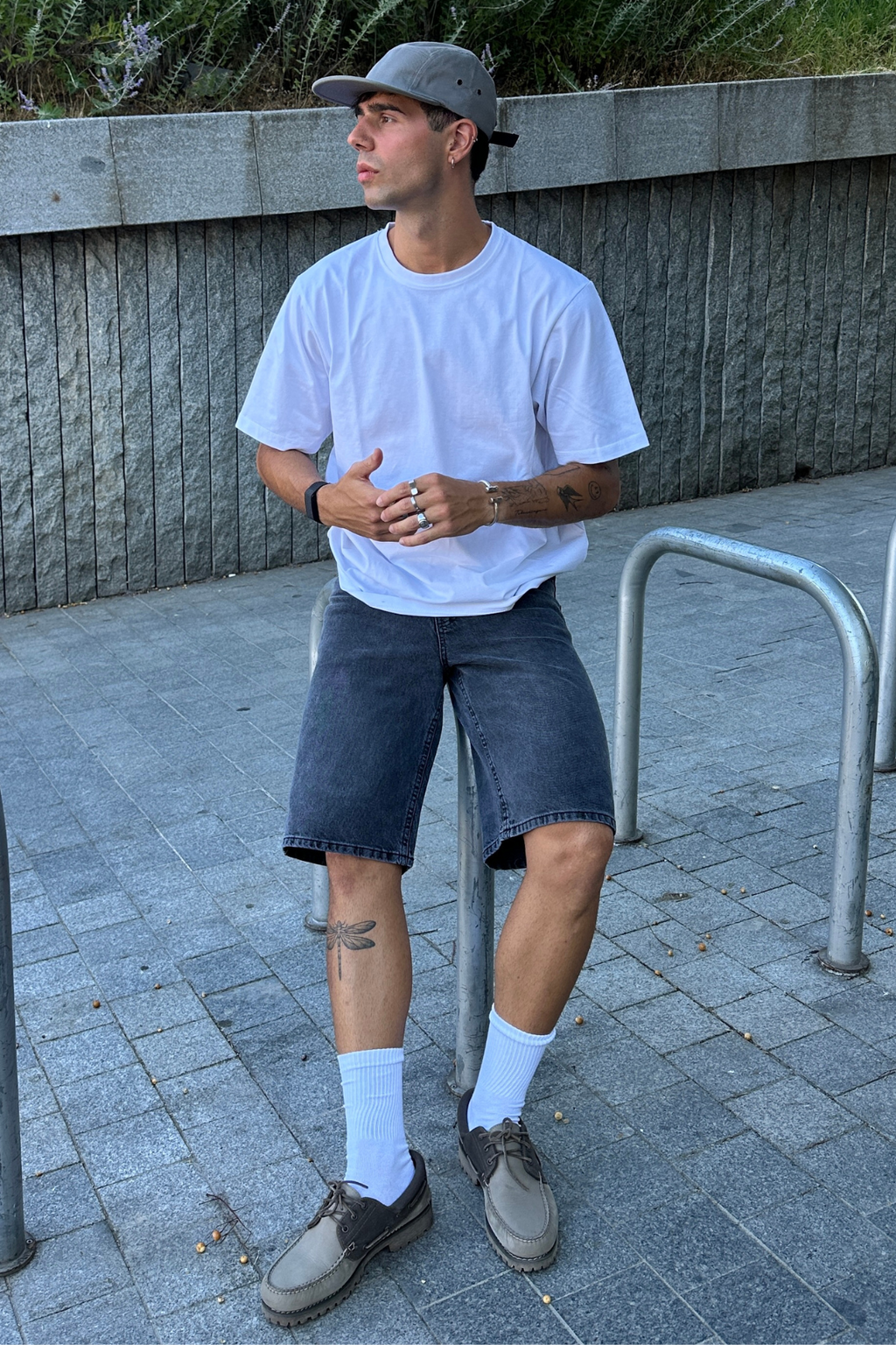 Lösa denim shorts - Svart