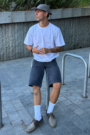 Lösa denim shorts - Svart