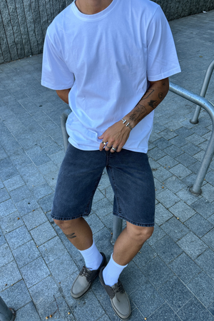 Lösa denim shorts - Svart