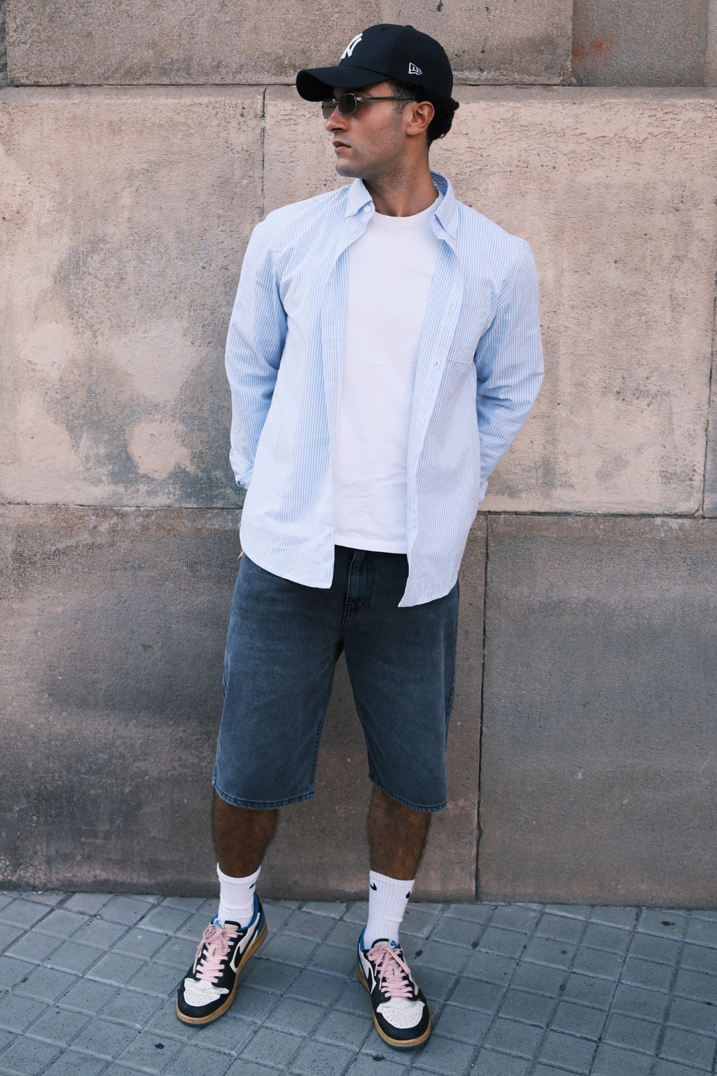 Lösa denim shorts - Svart