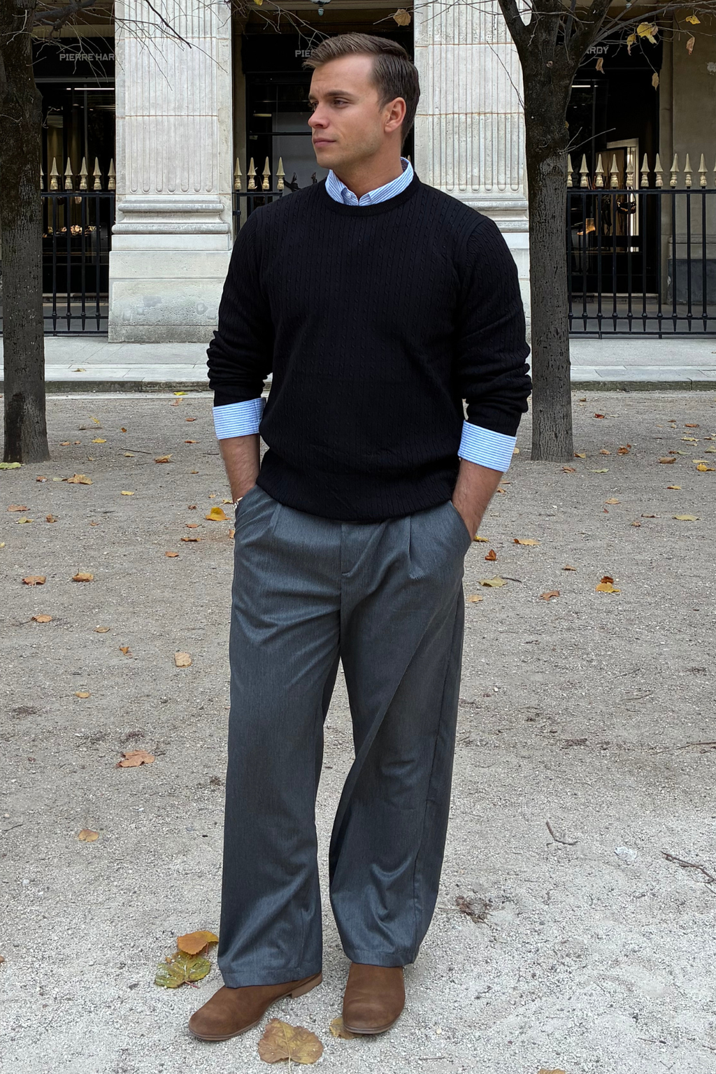 Pullover Kabel Strik - Svart