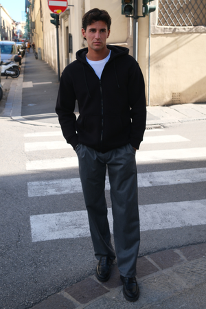 Relaxed Zip Hoodie - Svart