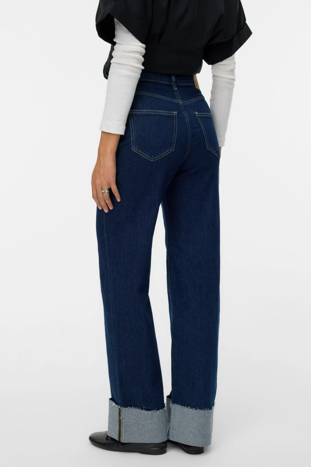 Tessa Vikbar Om Vid Denim Jeans - Mörkblå Denim