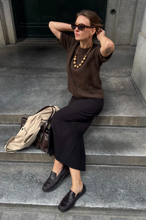 Aggia S/S Stickad Pullover - Sälbrun