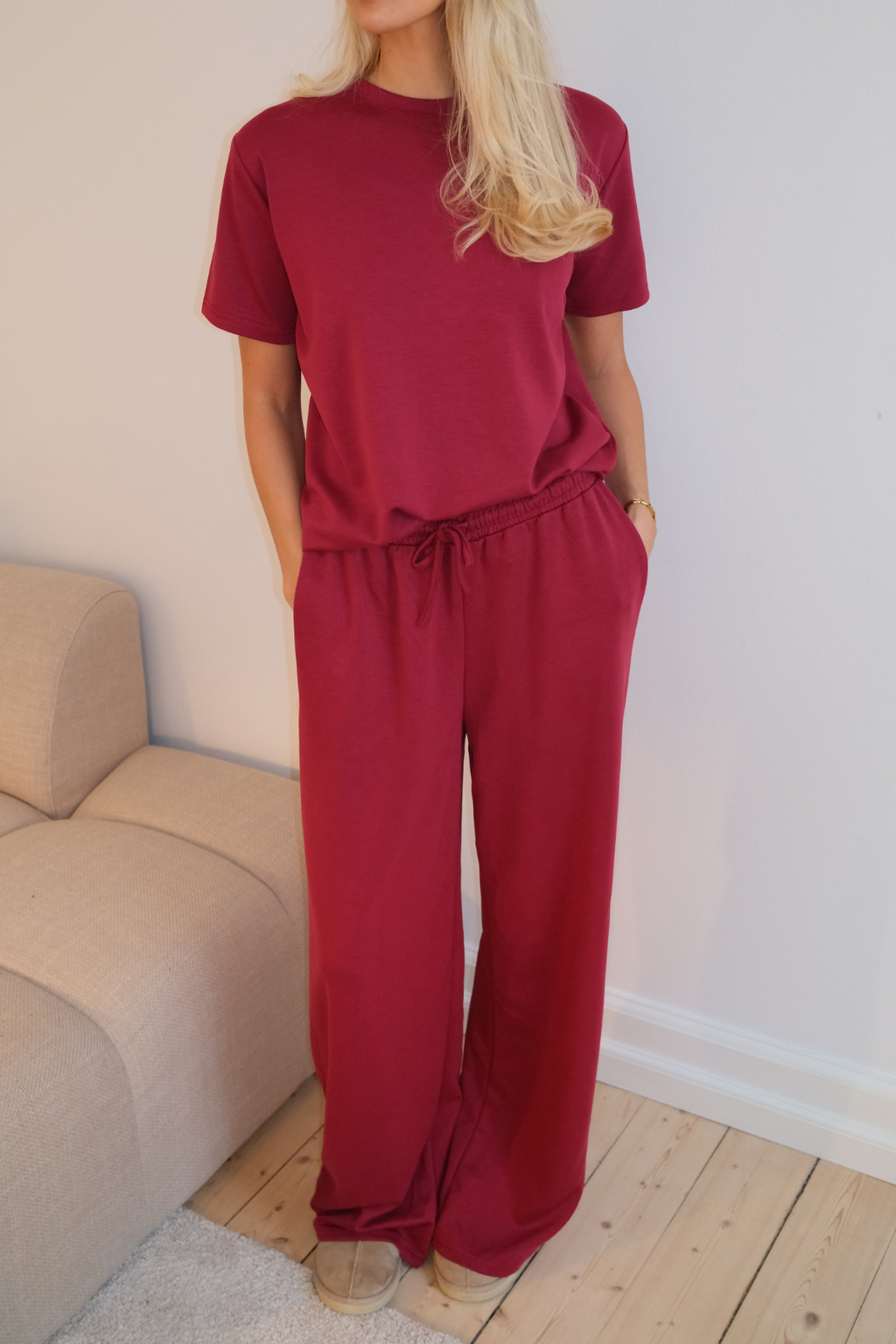 Leah Loose Pants - Vinröd