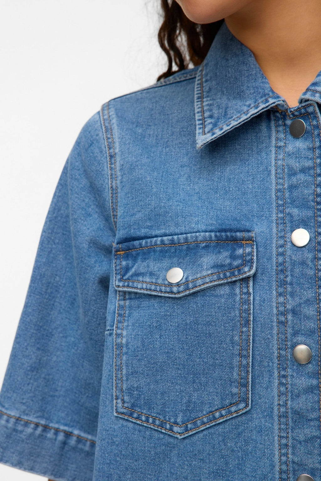 Fenja Kort Denimklänning - Mellanblå Denim