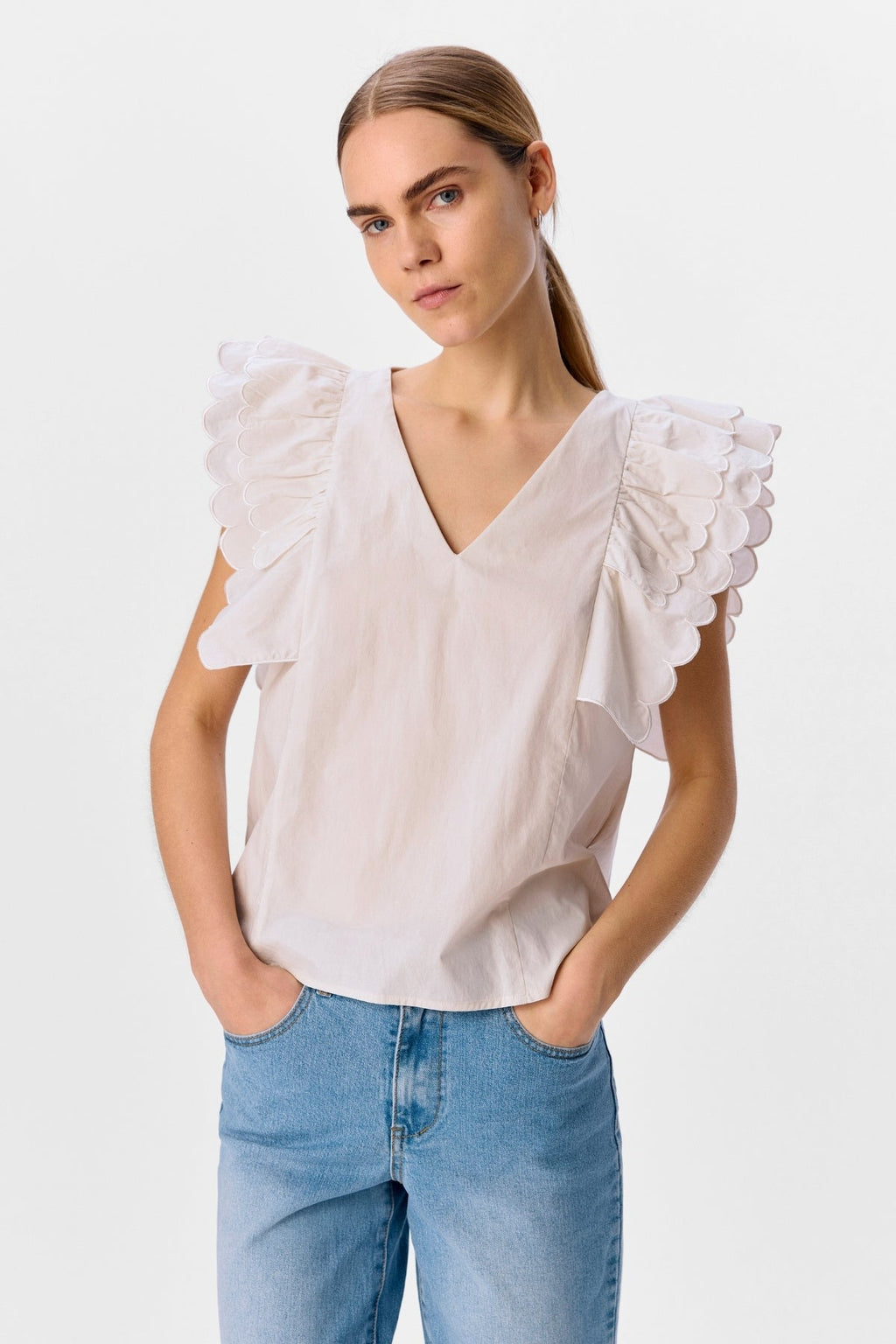 Hope Papaya Nour S/S Top - Vit Sand
