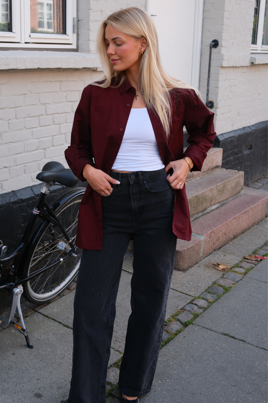 Boyfriend Oxfordskjorta - Burgundy