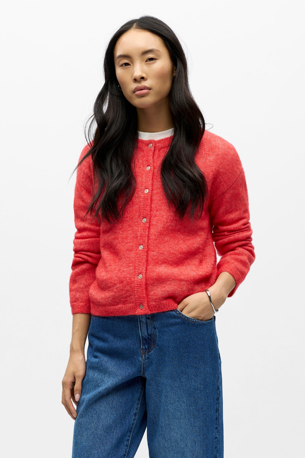 Agate Stickad Kofta - Poinsettia Melange