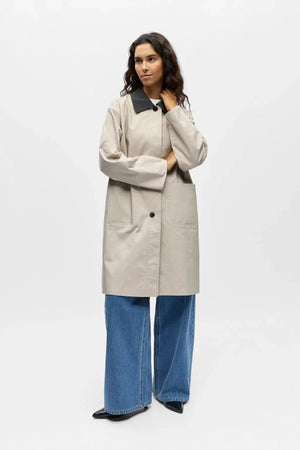 Alora Lång Trenchcoat - Birch Magnet