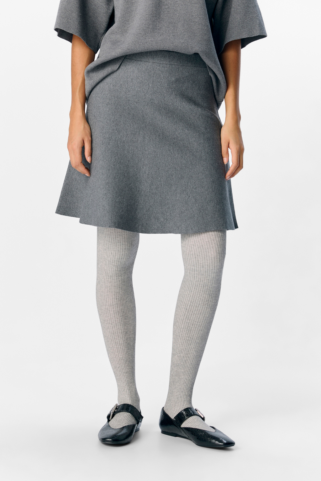 Reynard HW Kortstickad Kjol - Mellangrå Melange