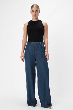 Frame Lisa Wide Pants - Mörkblå Denim