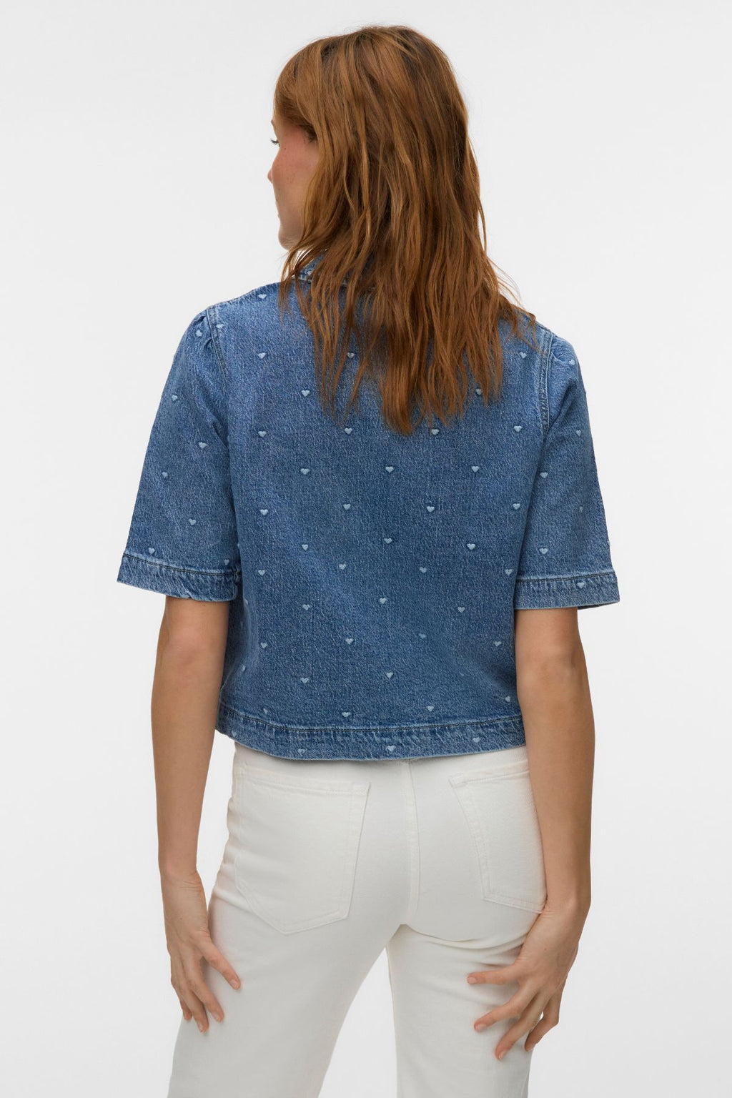 Dionne 2/4 Denimskjorta - Medium Blue Denim - Hjärta