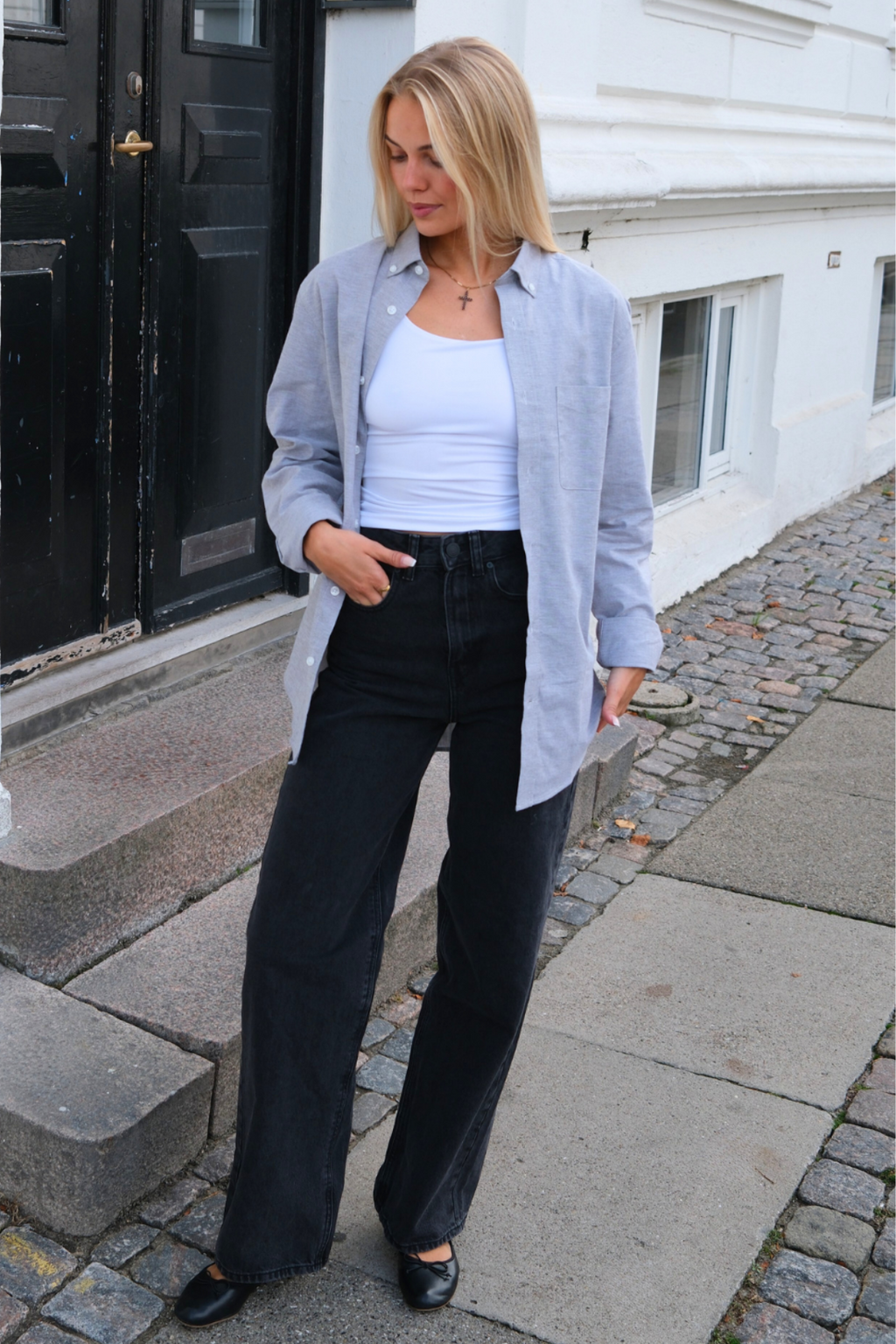 Boyfriend Oxfordskjorta - Grå