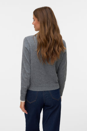 Wonderful O-Neck Kofta - Mellangråmelerad med Björk