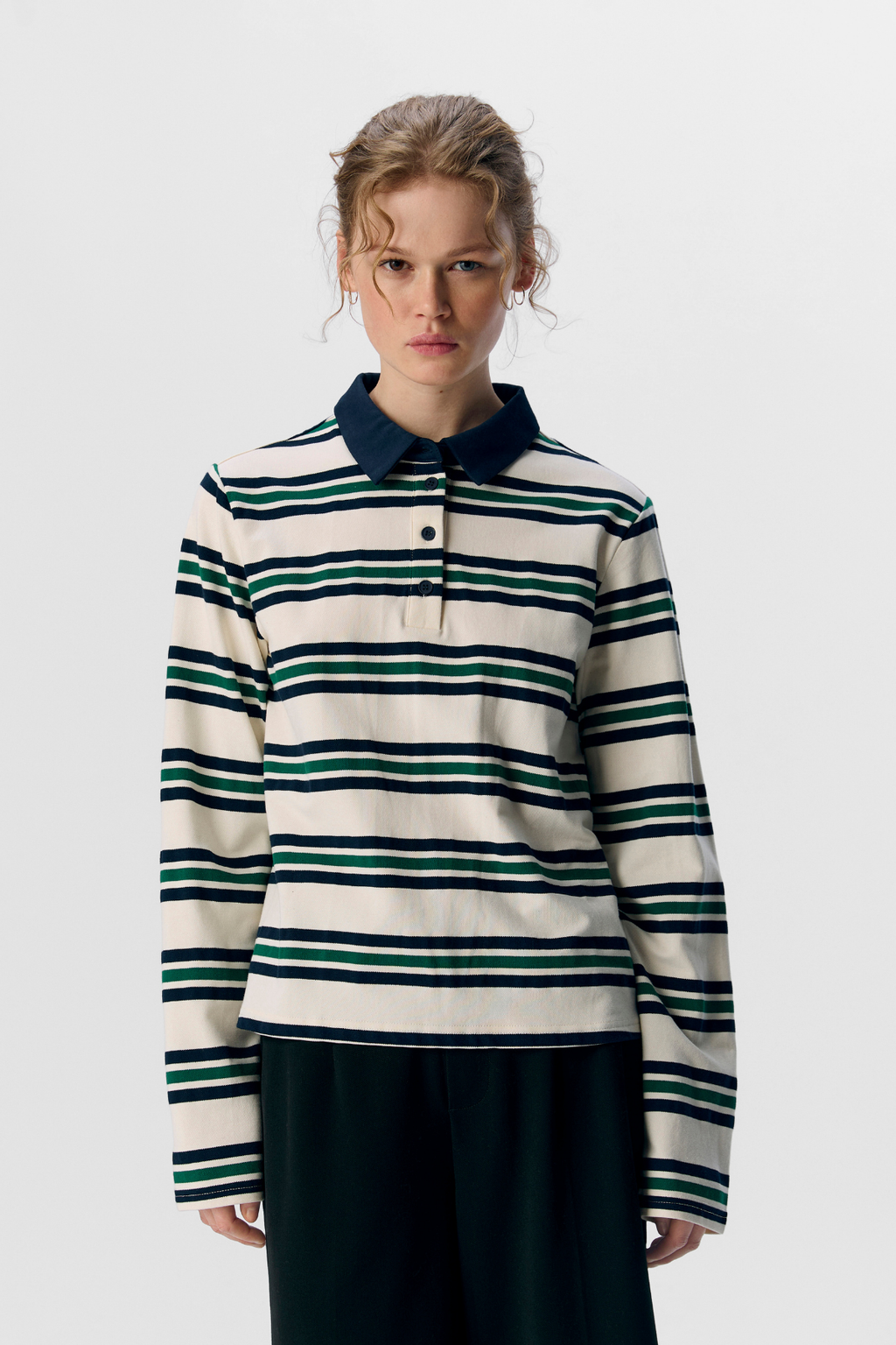 Nana L/S Polo Top - Skymarin