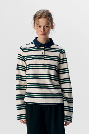 Nana L/S Polo Top - Skymarin
