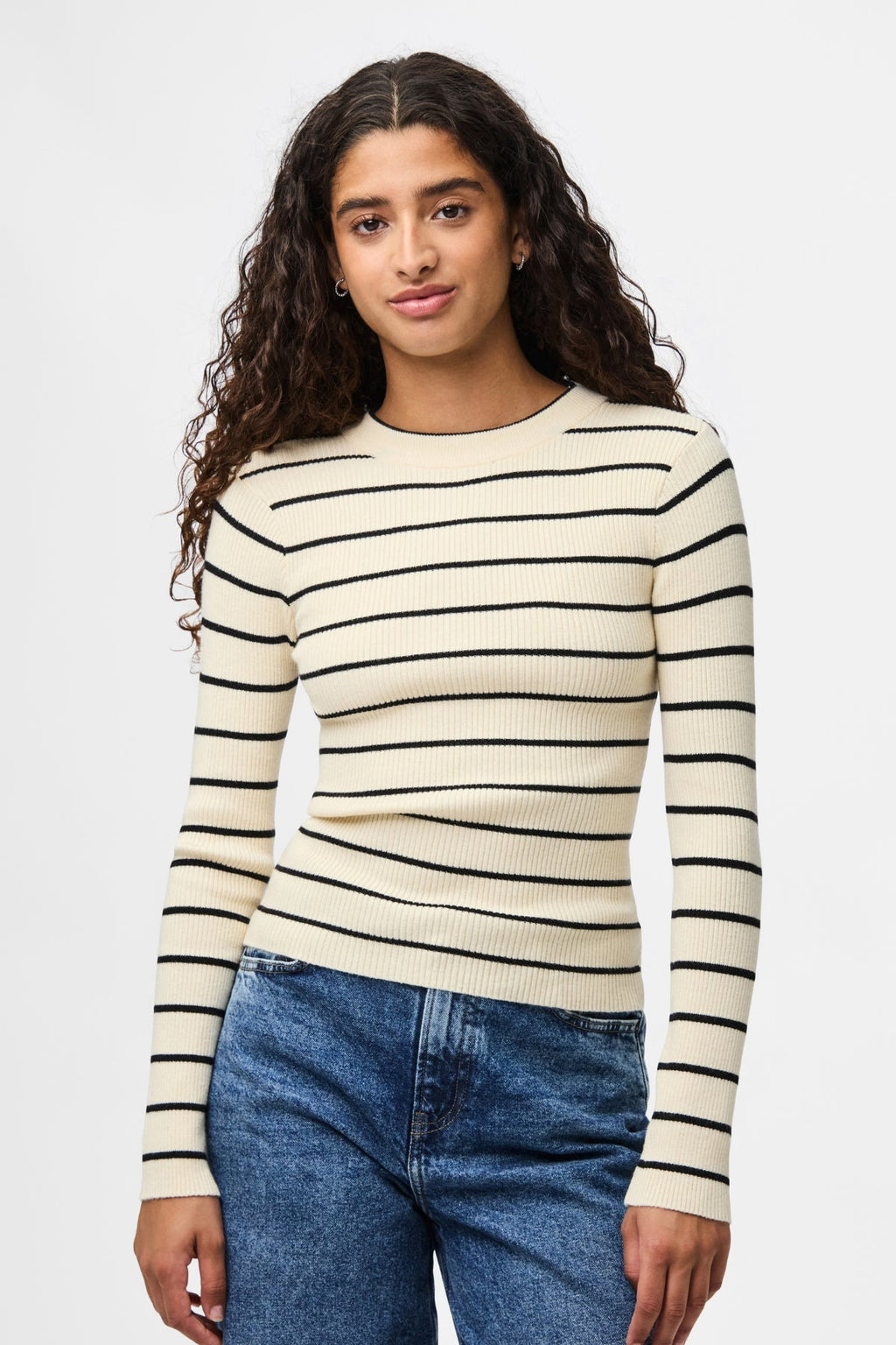 Mira New O-Neck Knit - Björk/Svart