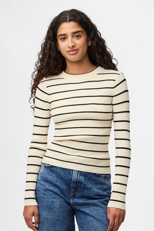 Mira New O-Neck Knit - Björk/Svart