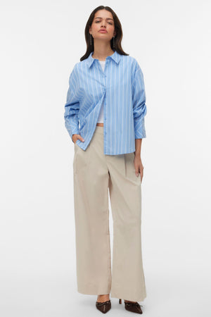 Meng MidWaist Krinklad Wide Pants - Cement