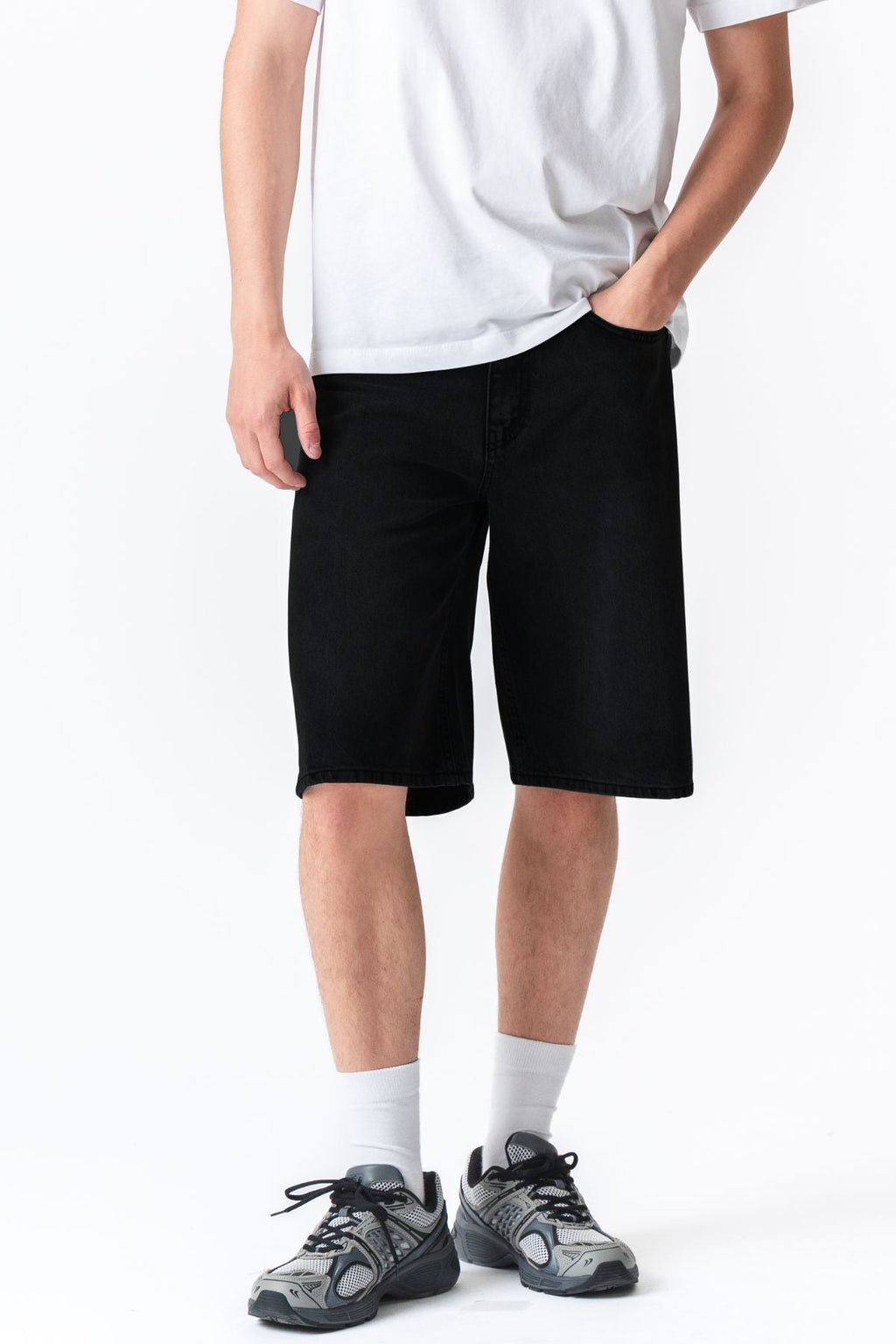 Denim Shorts Loose - Solid Svart