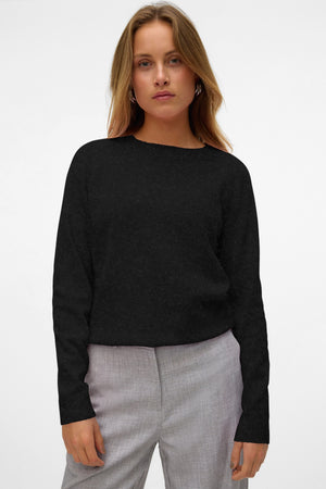 Doffy O-Neck Blus - Svartmelerad