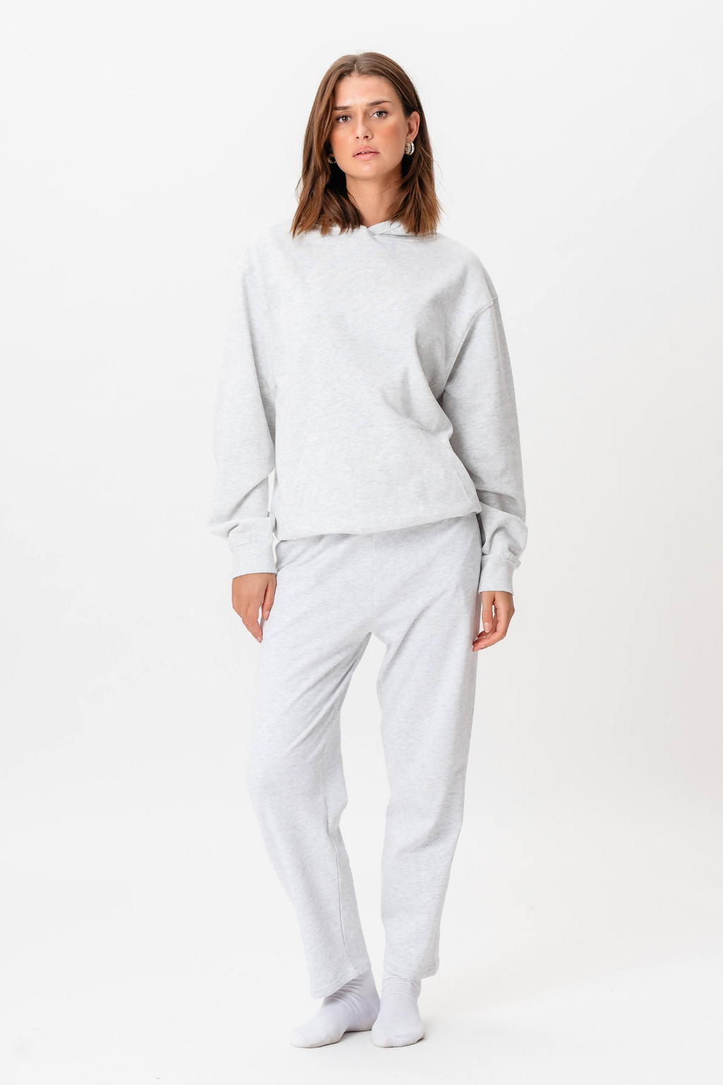 Hoodie Utan Snörning - Grå