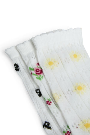 Bella Pointelle Strumpor 3-pack - Cloud Dancer