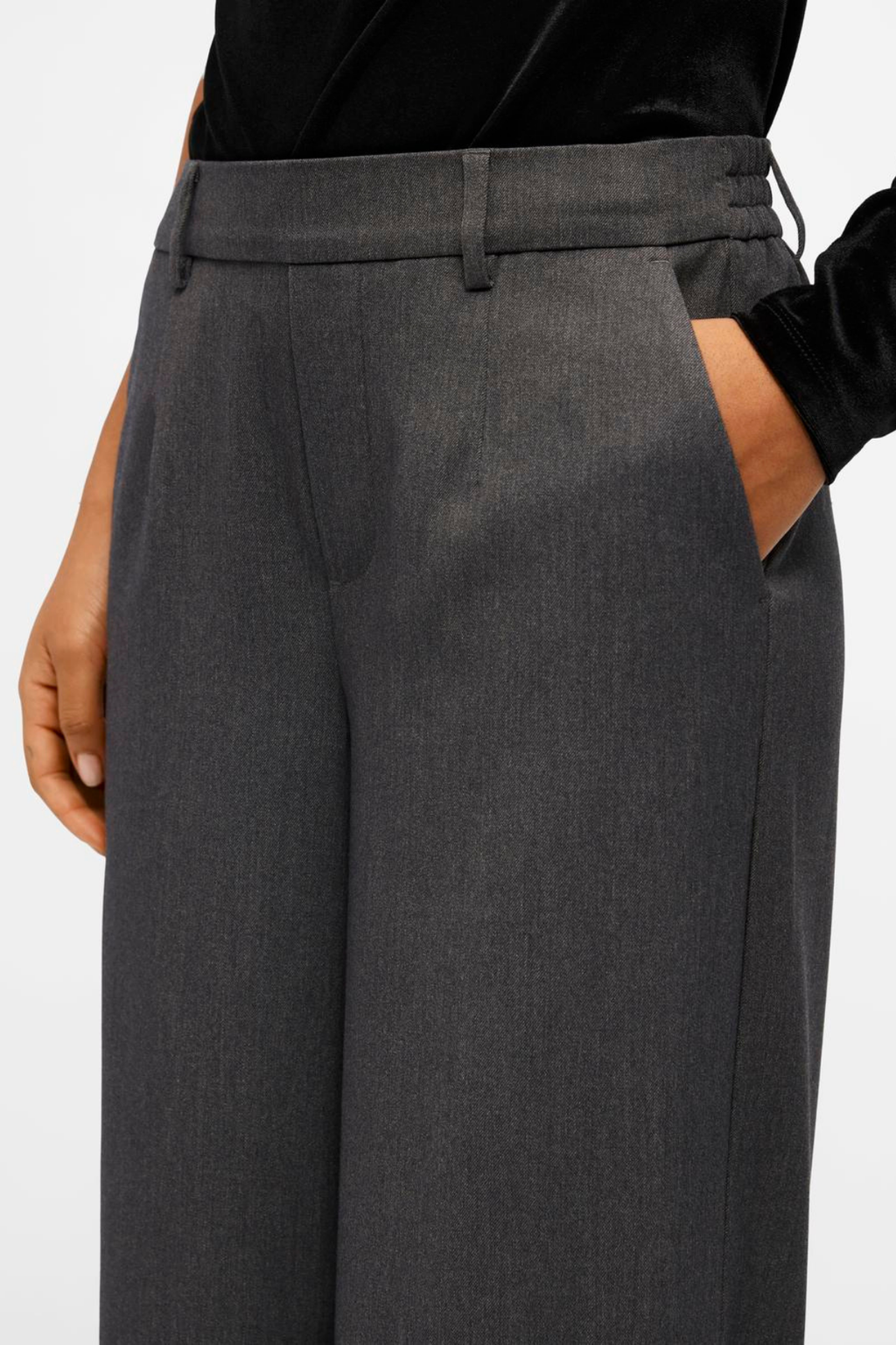 Lisa Wide Pant - Grå Melange