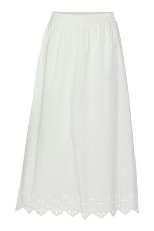 Salmina Ankle Kjol - Cloud Dancer Embroidery