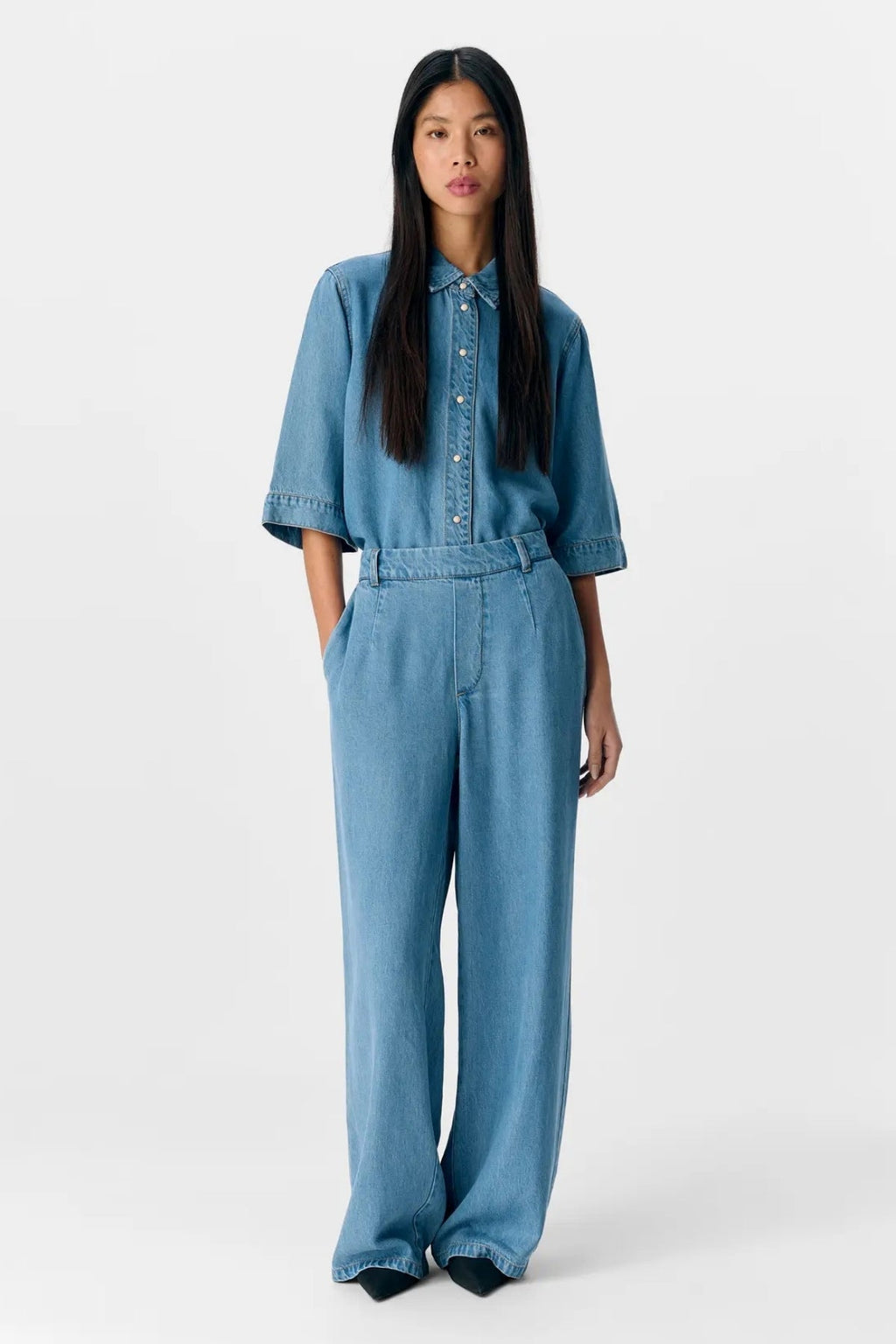 Frame Lisa Wide Pants - Ljusblå Denim