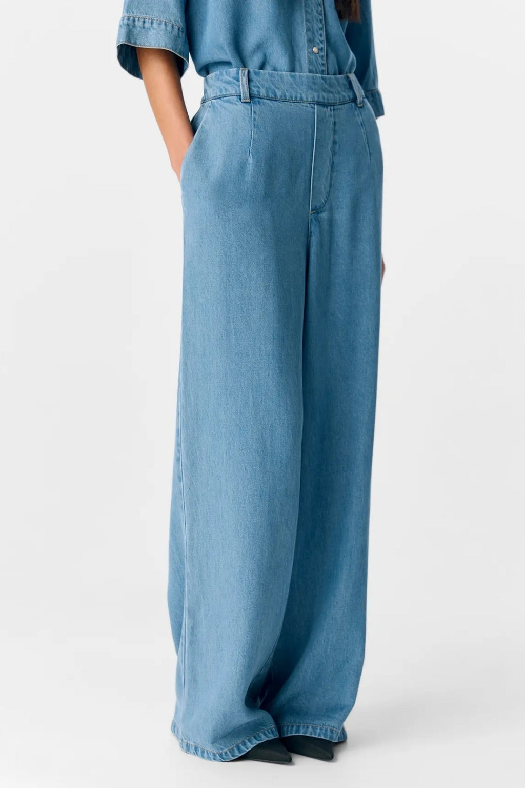 Frame Lisa Wide Pants - Ljusblå Denim