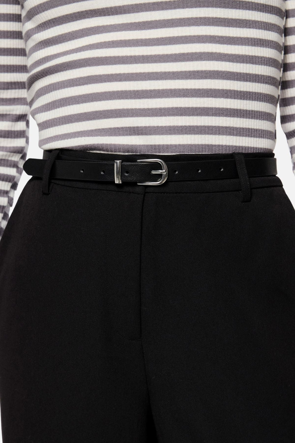 Myra Slim Belt - Svart Silver