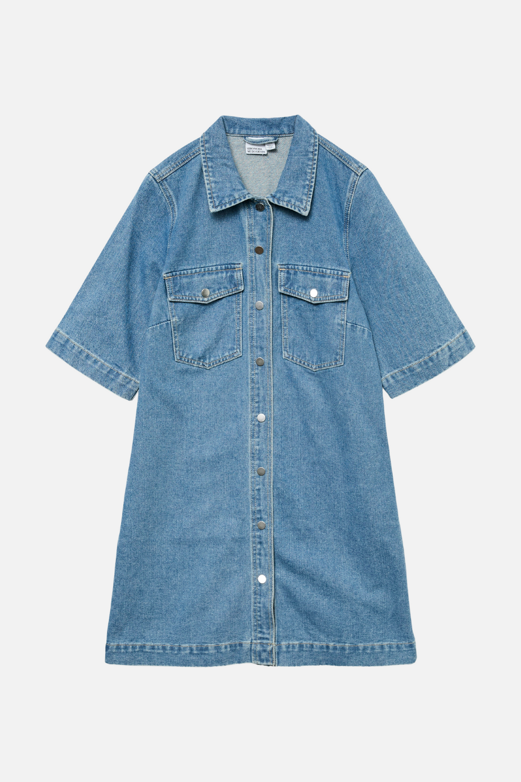 Fenja Kort Denimklänning - Mellanblå Denim