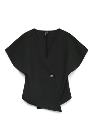 Sonja V-Neck Topp - Svart/Silverknappar