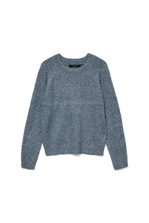Doffy O-Neck Blus - Mörk Denim med Vit Melange