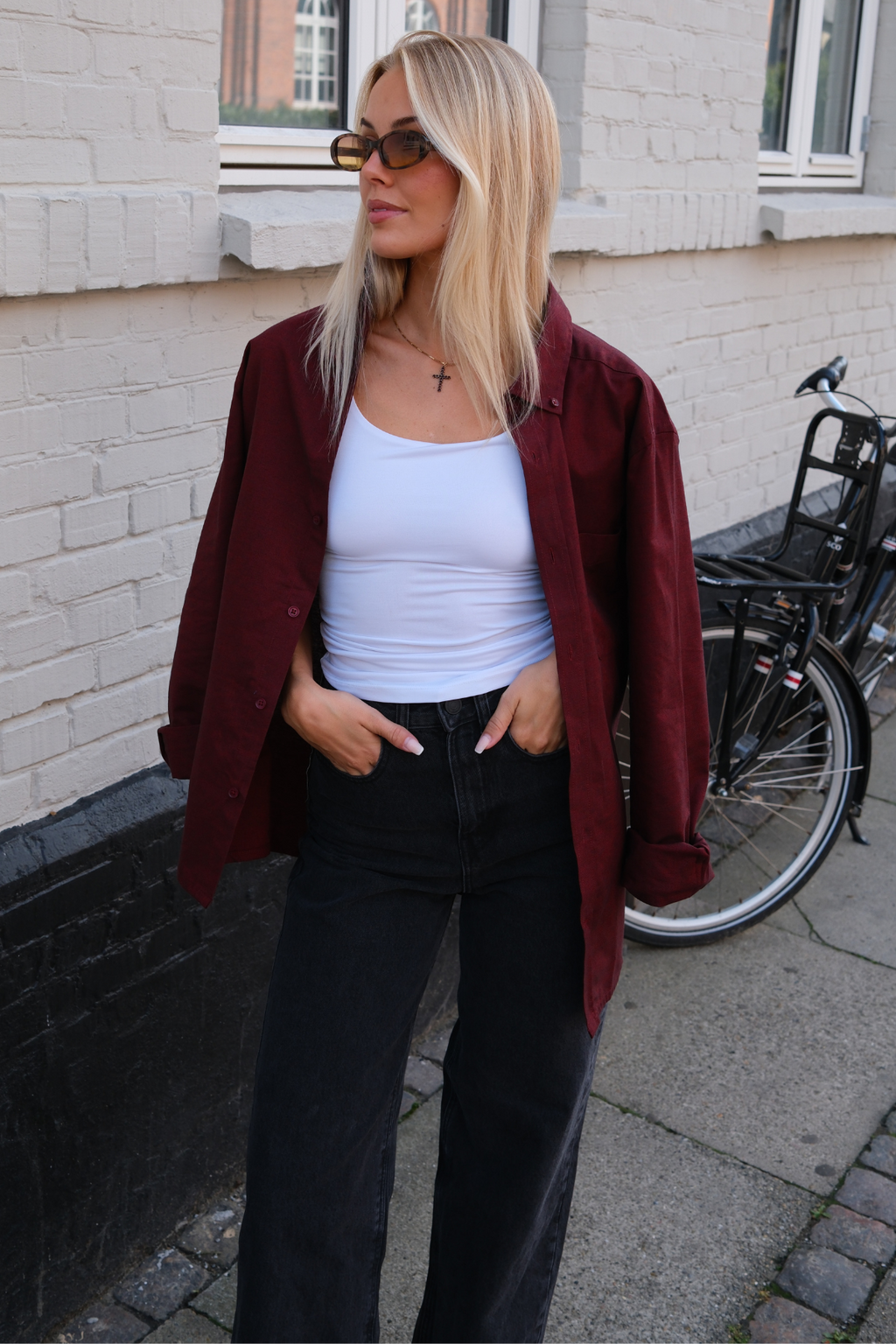 Boyfriend Oxfordskjorta - Burgundy