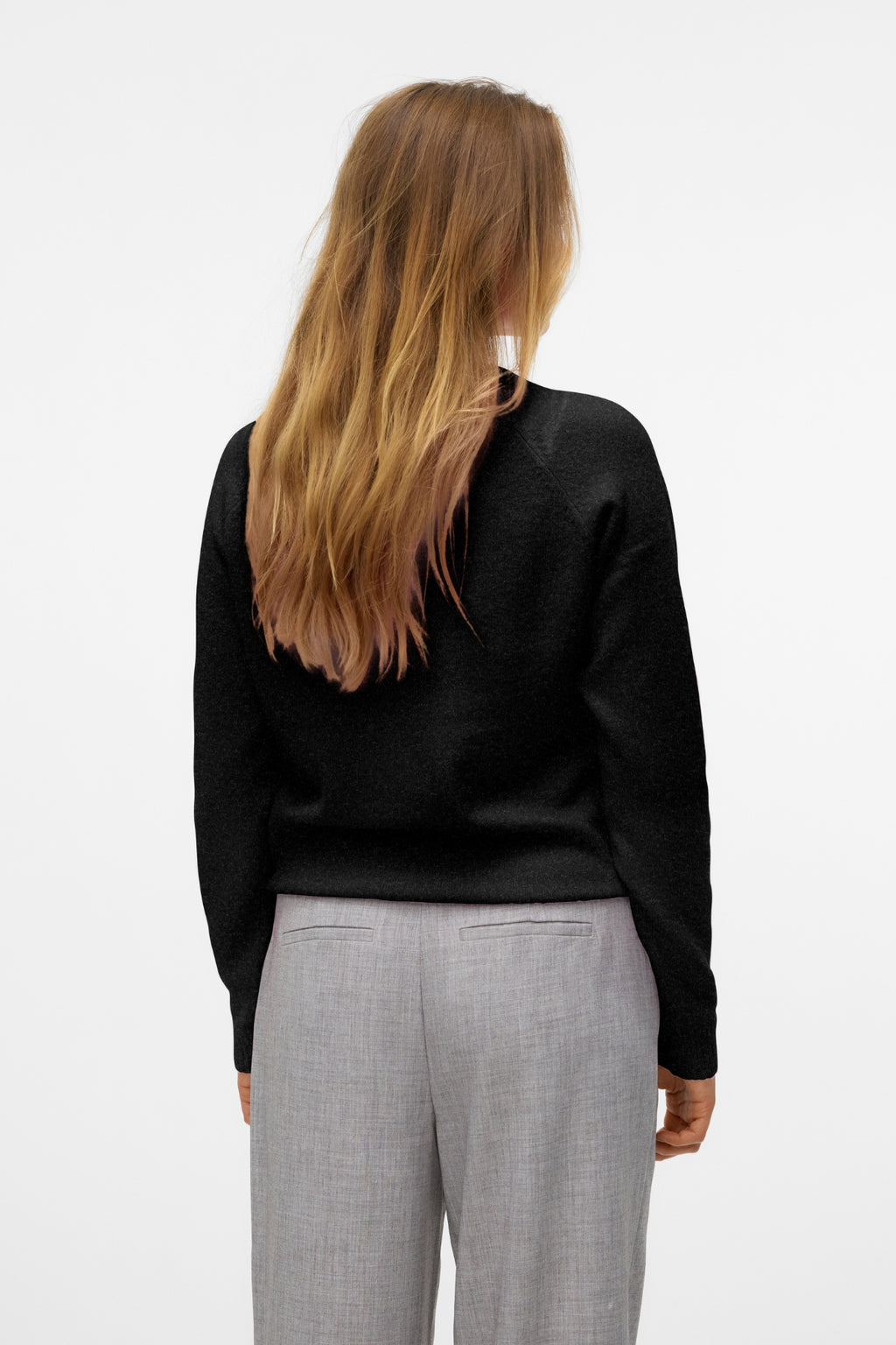 Doffy O-Neck Blus - Svartmelerad