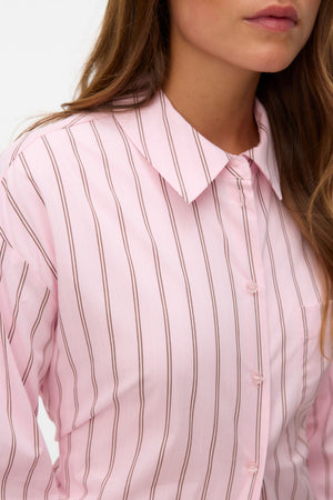 Gina Belt Shirt - Pink-A-Boo Stripes: Cocoa Brown/Snow White