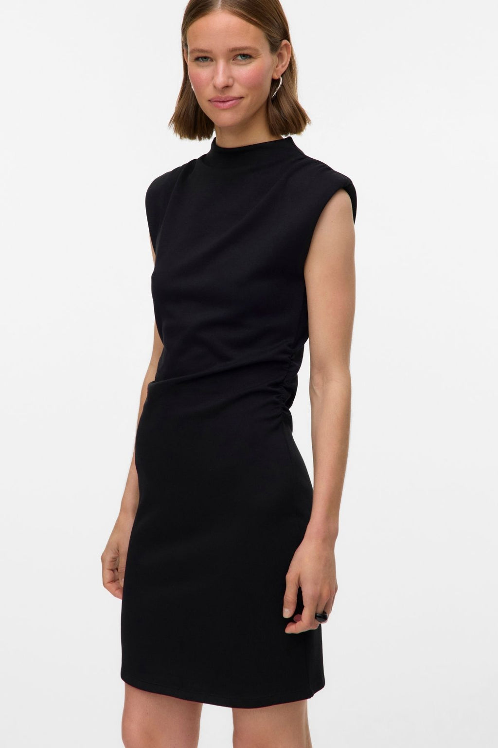 Nelli Kort Klänning med Hög Hals - Svart
