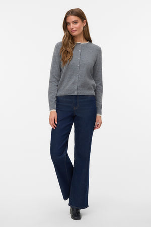 Wonderful O-Neck Kofta - Mellangråmelerad med Björk