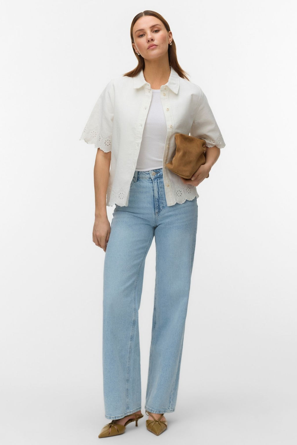 Lysa Color Brod Skjorta - Bright White