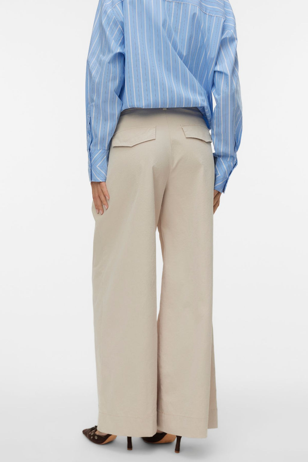 Meng MidWaist Krinklad Wide Pants - Cement