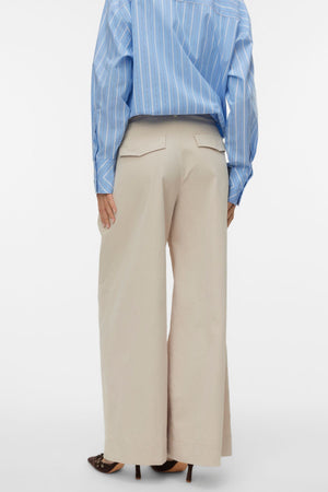 Meng MidWaist Krinklad Wide Pants - Cement