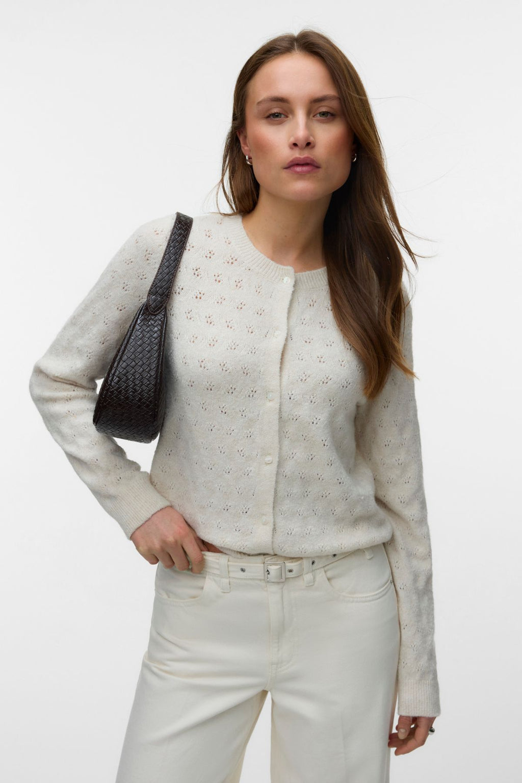 Vero Moda Doffy Stitch Ls O-Neck Cardigan - Birch Melange