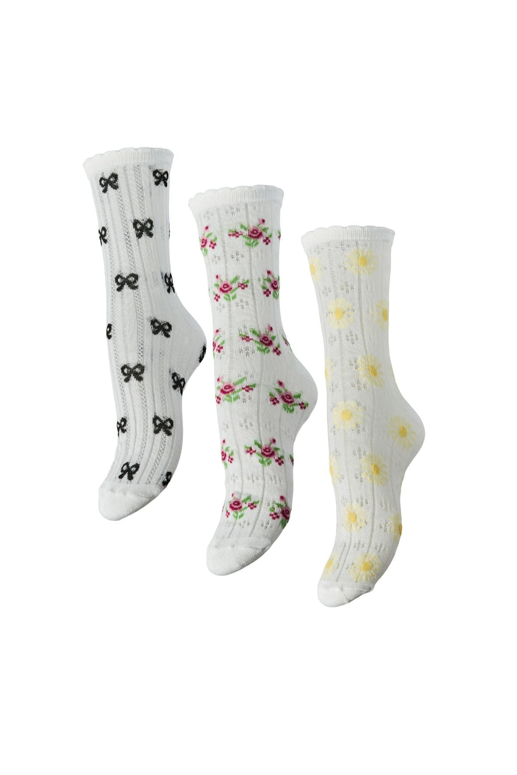 Bella Pointelle Strumpor 3-pack - Cloud Dancer
